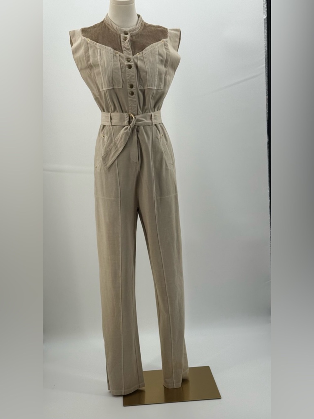 Gray State Indya Utility Jumpsuit Belted Wide-Leg Slit at Hemline Size 0 - Picture 11 of 14